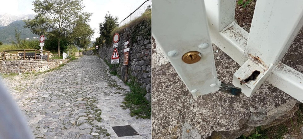 In pochi giorni vandalizzata per tre volte la sbarra che regola il traffico per il lago di Tenno
